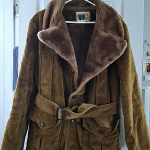William Barry Tan Suede Jacket with Plush Collar